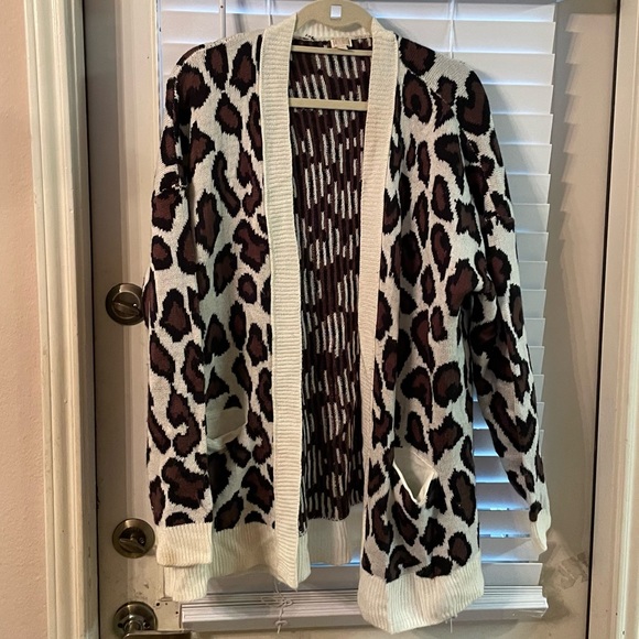 14th & Union Sweaters - 14th & Union Leopard Cardigan 1x